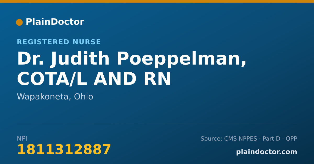 Shareable card for Judith Poeppelman, COTA/L AND RN - Registered Nurse, Wapakoneta, OH