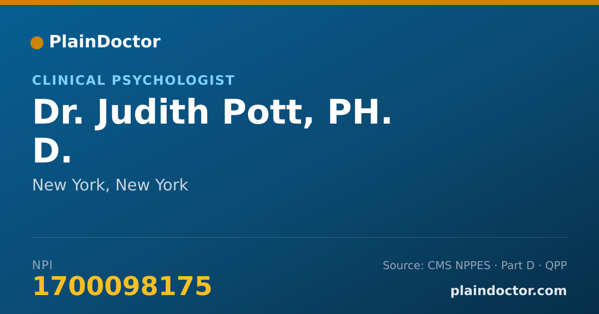 Shareable card for Judith Pott, PH. D. - Clinical Psychologist, New York, NY