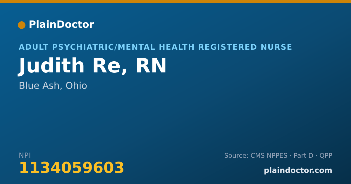 Shareable card for Judith Re, RN - Adult Psychiatric/Mental Health Registered Nurse, Blue Ash, OH
