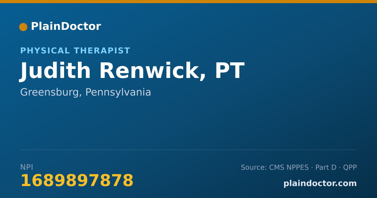 Shareable card for Judith Renwick, PT - Physical Therapist, Greensburg, PA