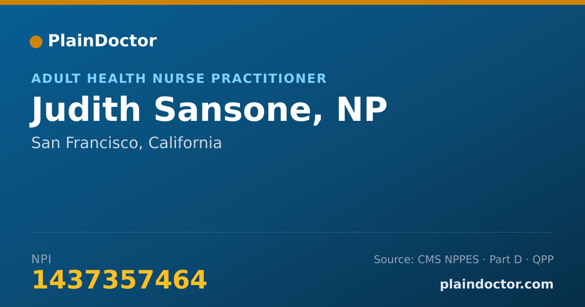 Shareable card for Judith Sansone, NP - Adult Health Nurse Practitioner, San Francisco, CA