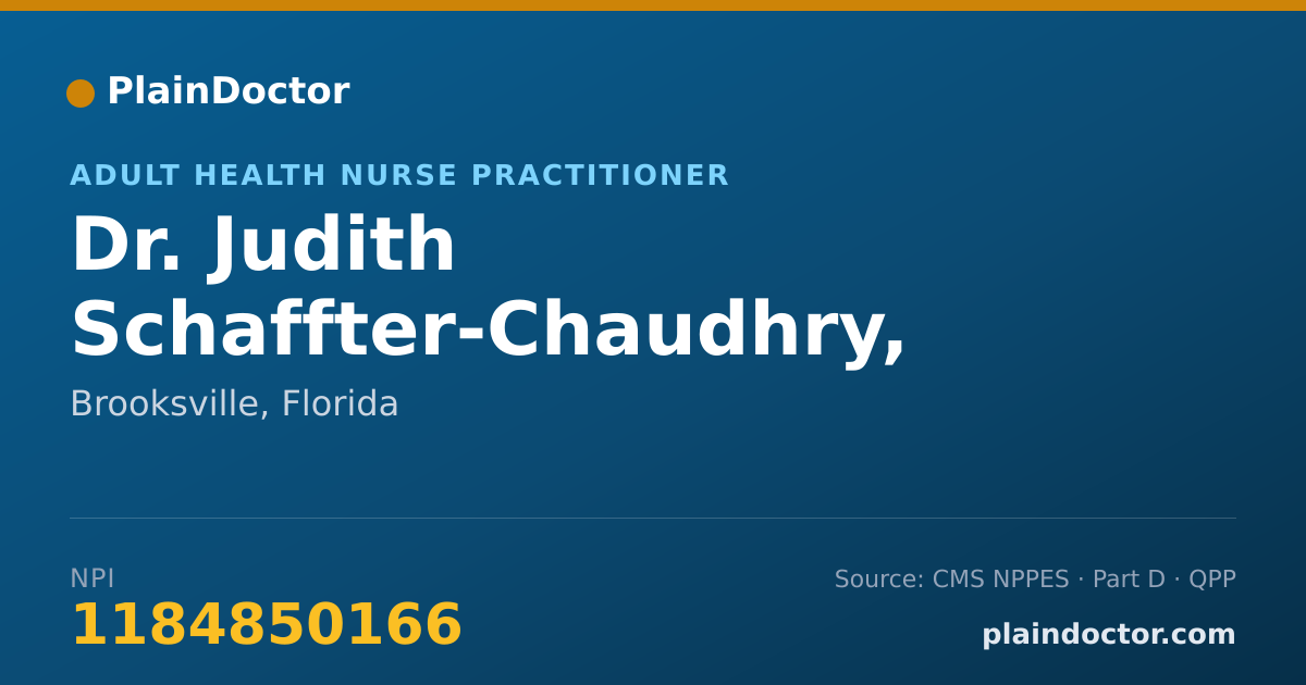 Shareable card for Judith Schaffter-Chaudhry, ARNP - Adult Health Nurse Practitioner, Brooksville, FL