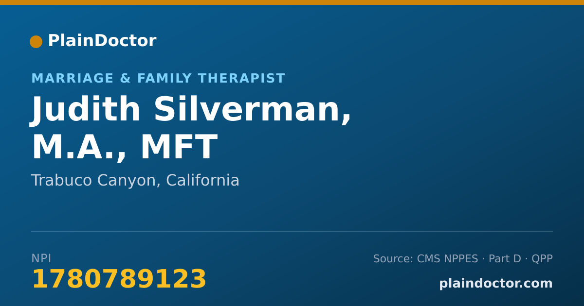 Shareable card for Judith Silverman, M.A., MFT - Marriage & Family Therapist, Trabuco Canyon, CA