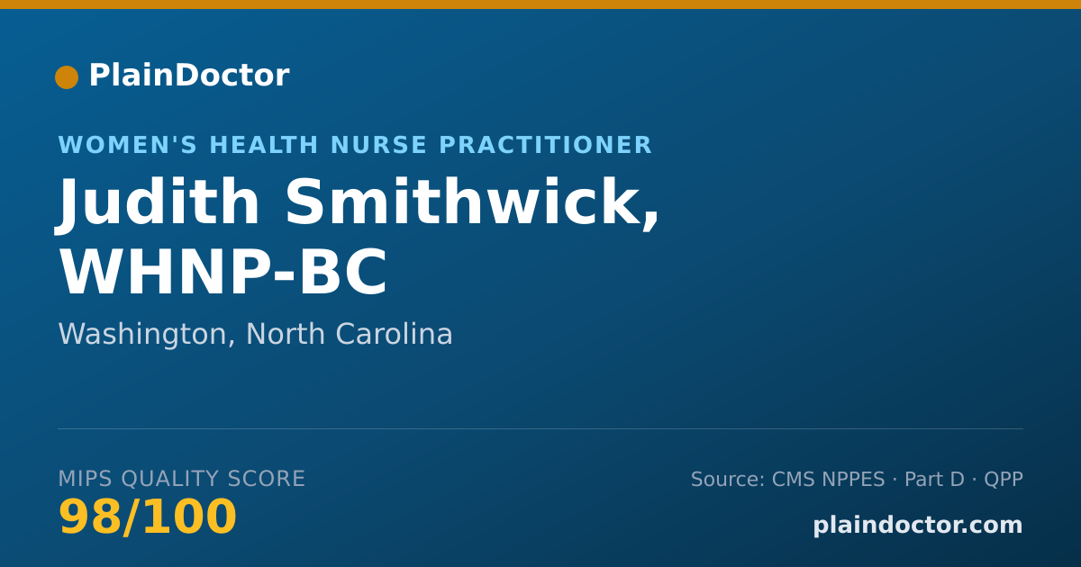 Shareable card for Judith Smithwick, WHNP-BC - Women's Health Nurse Practitioner, Washington, NC