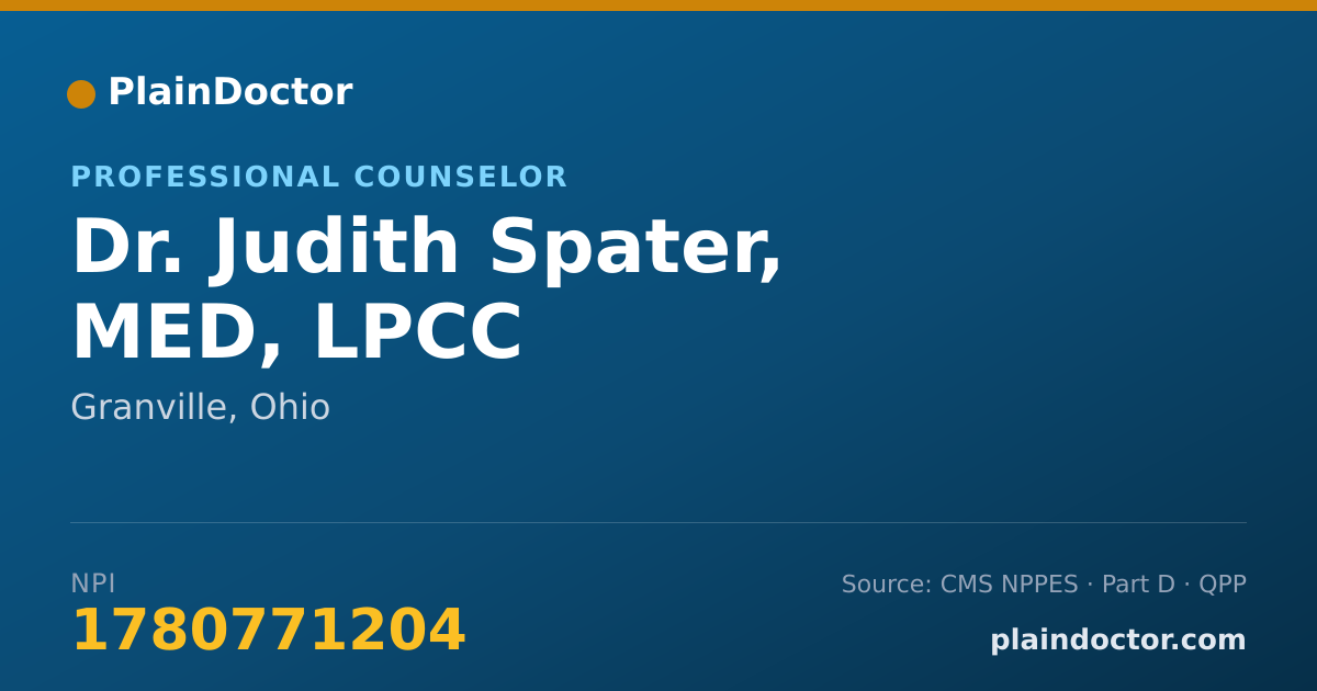 Shareable card for Judith Spater, MED, LPCC - Professional Counselor, Granville, OH