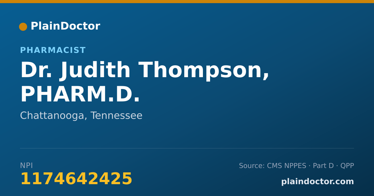 Shareable card for Judith Thompson, PHARM.D. - Pharmacist, Chattanooga, TN