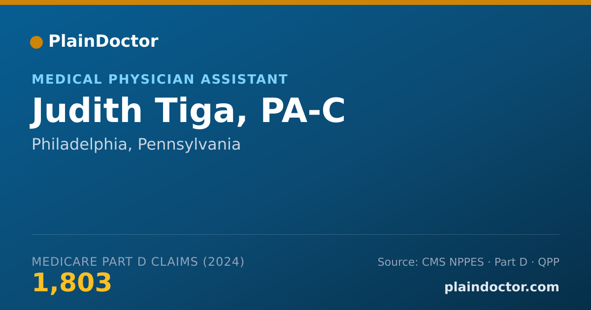 Shareable card for Judith Tiga, PA-C - Medical Physician Assistant, Philadelphia, PA