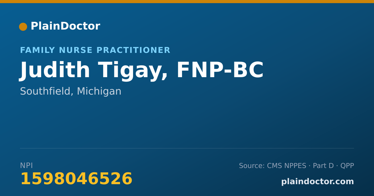Shareable card for Judith Tigay, FNP-BC - Family Nurse Practitioner, Southfield, MI