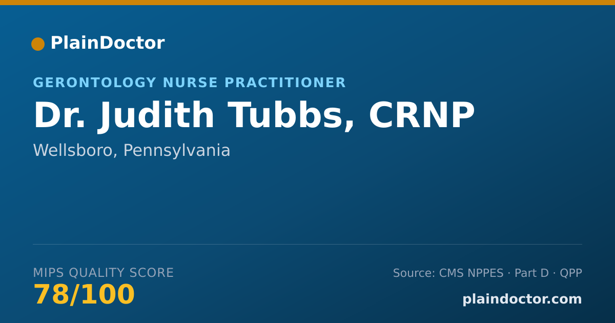 Shareable card for Judith Tubbs, CRNP - Gerontology Nurse Practitioner, Wellsboro, PA