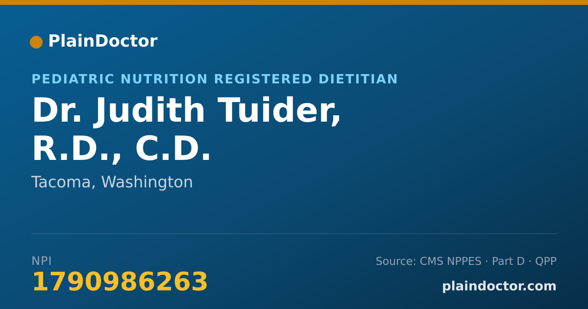Shareable card for Judith Tuider, R.D., C.D. - Pediatric Nutrition Registered Dietitian, Tacoma, WA