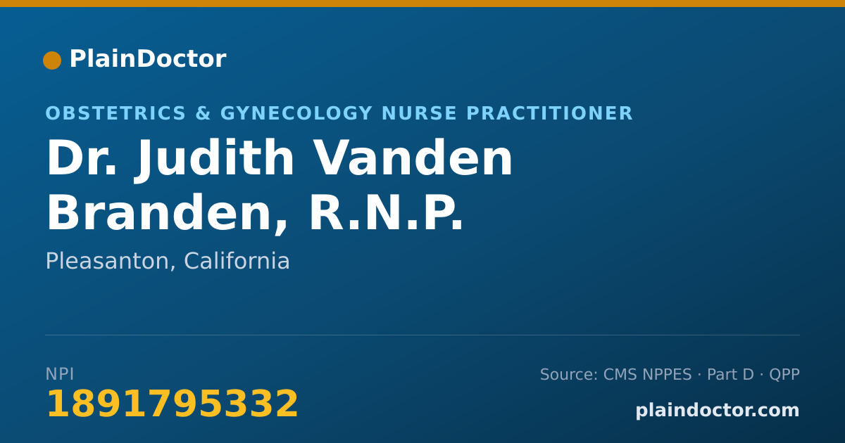 Shareable card for Judith Vanden Branden, R.N.P. - Obstetrics & Gynecology Nurse Practitioner, Pleasanton, CA