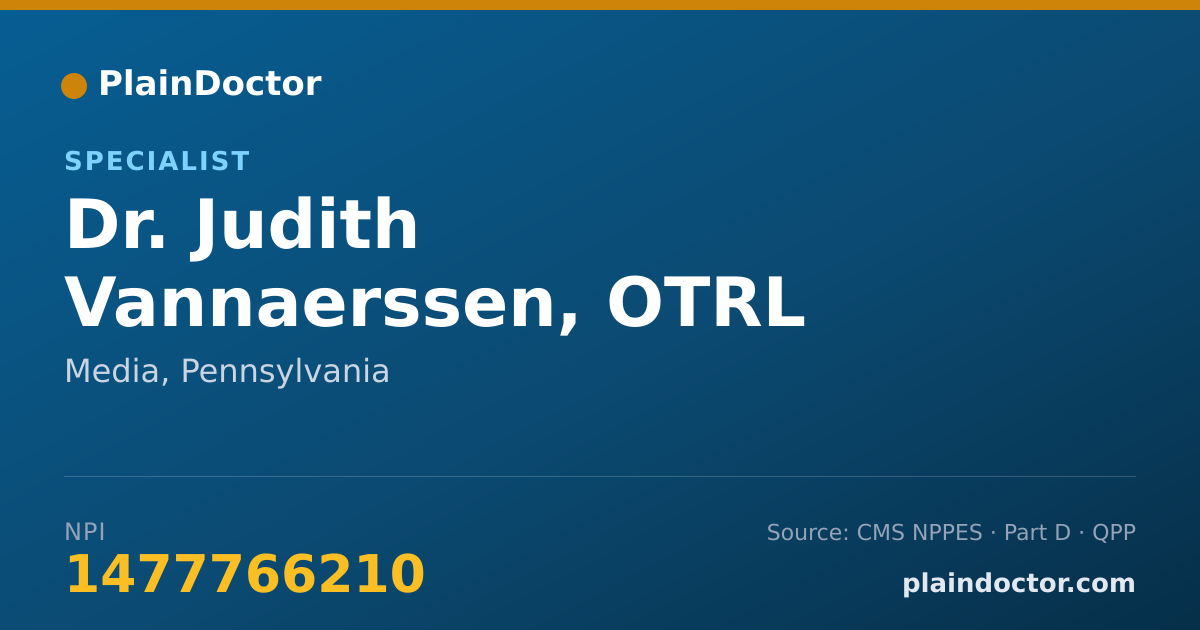 Shareable card for Judith Vannaerssen, OTRL - Specialist, Media, PA