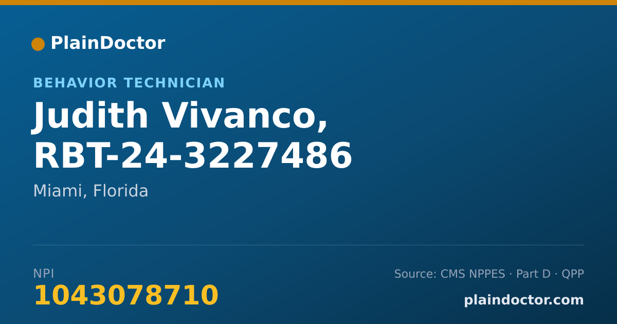 Shareable card for Judith Vivanco, RBT-24-3227486 - Behavior Technician, Miami, FL