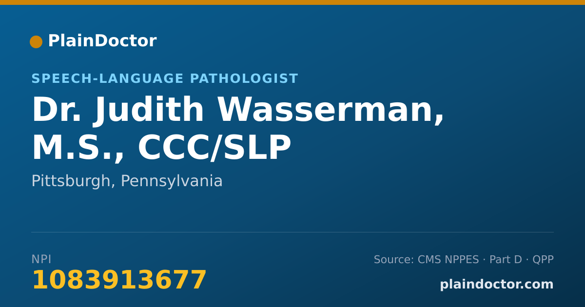 Shareable card for Judith Wasserman, M.S., CCC/SLP - Speech-Language Pathologist, Pittsburgh, PA