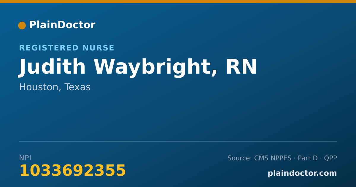 Shareable card for Judith Waybright, RN - Registered Nurse, Houston, TX