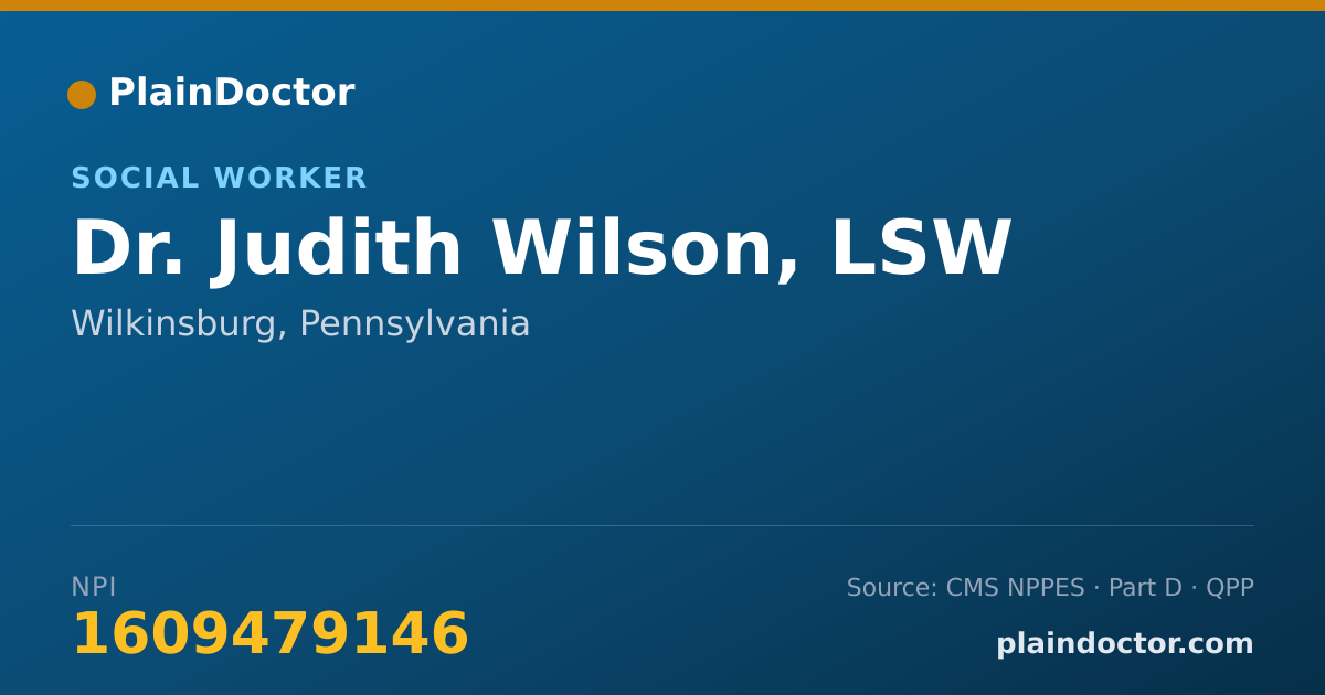 Shareable card for Judith Wilson, LSW - Social Worker, Wilkinsburg, PA