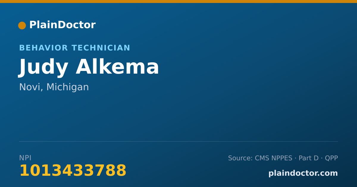 Shareable card for Judy Alkema - Behavior Technician, Novi, MI