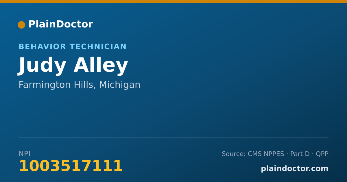 Shareable card for Judy Alley - Behavior Technician, Farmington Hills, MI