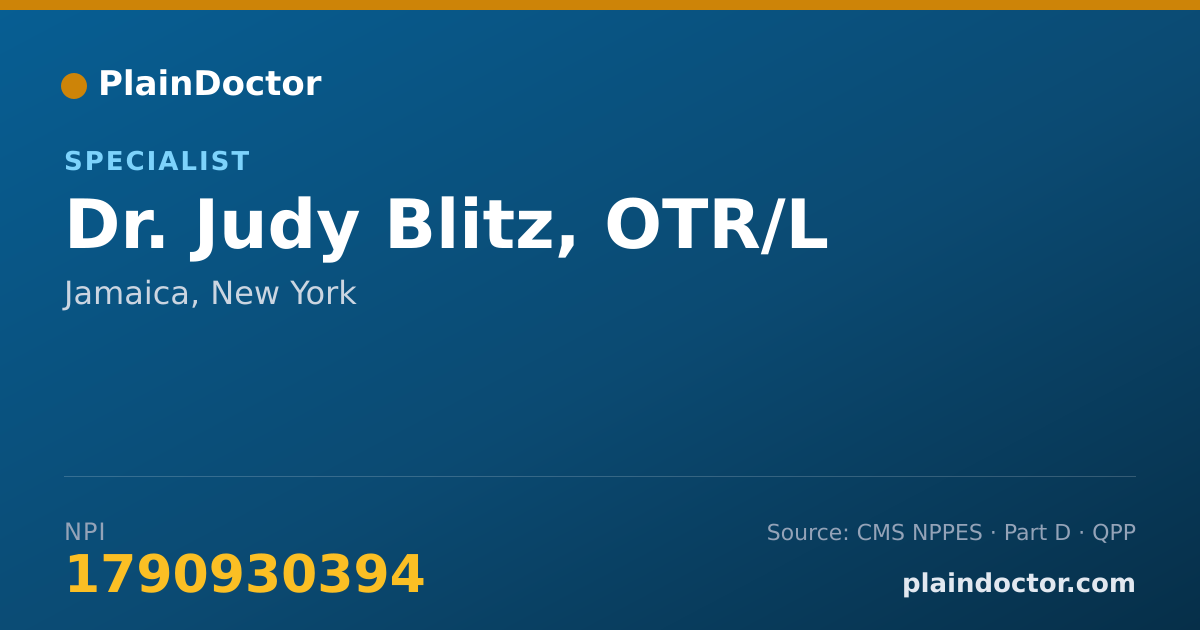 Shareable card for Judy Blitz, OTR/L - Specialist, Jamaica, NY