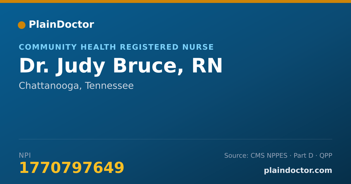 Shareable card for Judy Bruce, RN - Community Health Registered Nurse, Chattanooga, TN