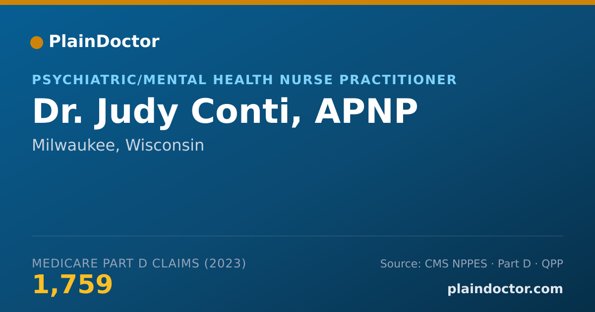 Shareable card for Judy Conti, APNP - Psychiatric/Mental Health Nurse Practitioner, Milwaukee, WI