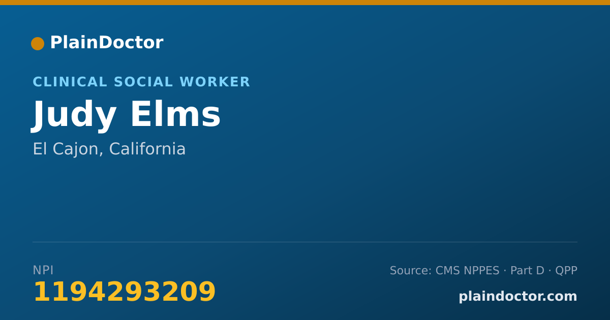 Shareable card for Judy Elms - Clinical Social Worker, El Cajon, CA