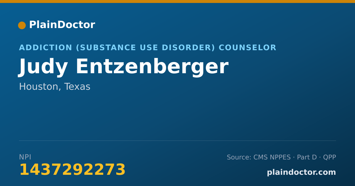 Shareable card for Judy Entzenberger - Addiction (Substance Use Disorder) Counselor, Houston, TX