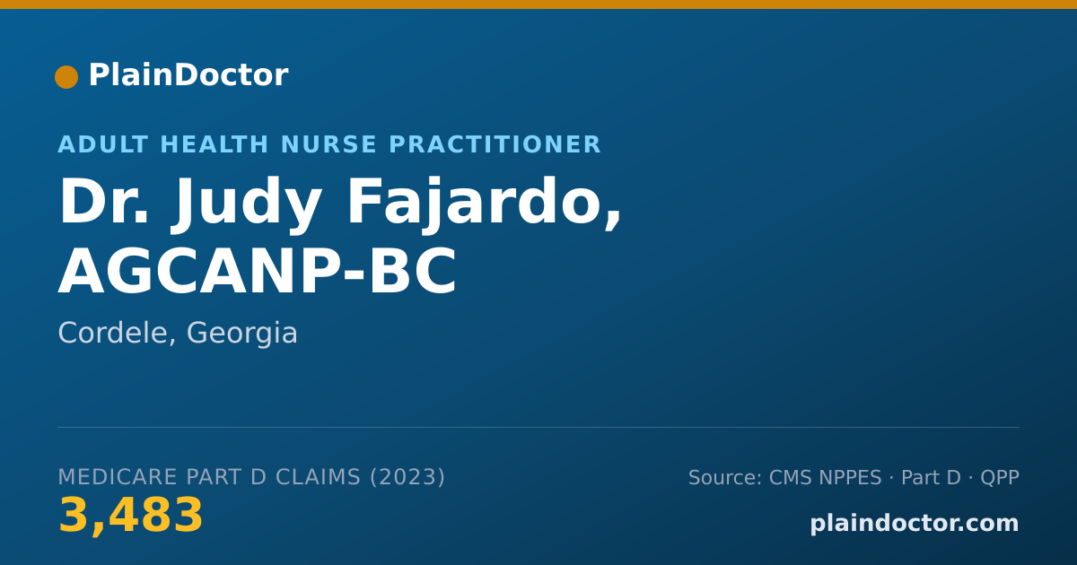 Shareable card for Judy Fajardo, AGCANP-BC - Adult Health Nurse Practitioner, Cordele, GA