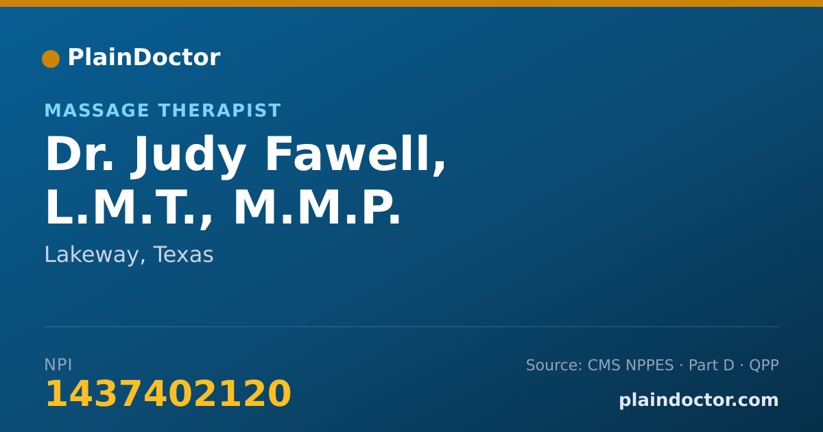 Shareable card for Judy Fawell, L.M.T., M.M.P. - Massage Therapist, Lakeway, TX