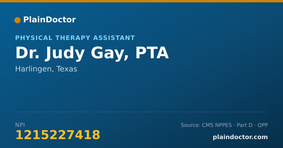 Shareable card for Judy Gay, PTA - Physical Therapy Assistant, Harlingen, TX