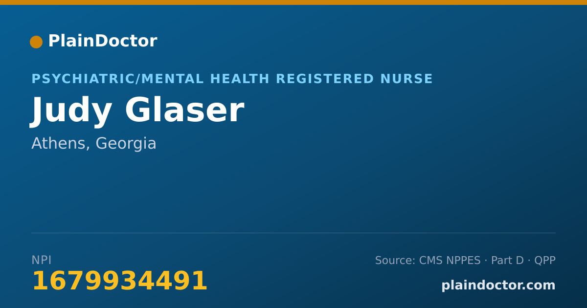 Shareable card for Judy Glaser - Psychiatric/Mental Health Registered Nurse, Athens, GA