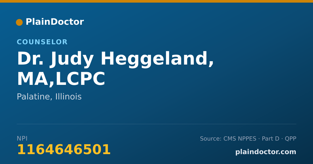 Shareable card for Judy Heggeland, MA,LCPC - Counselor, Palatine, IL