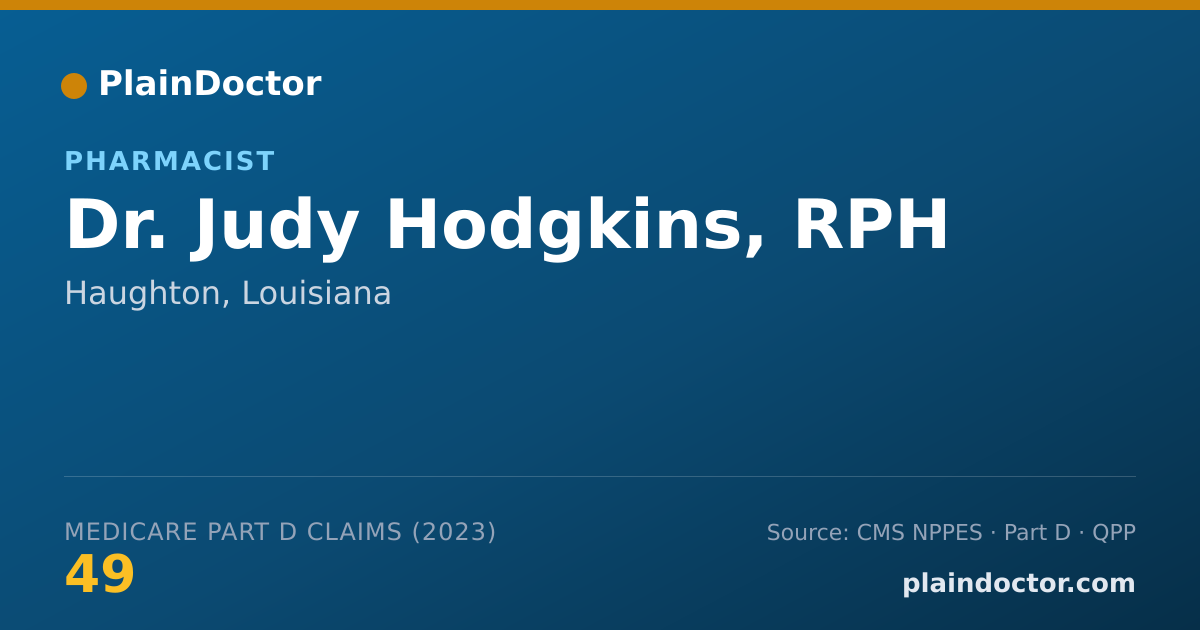 Shareable card for Judy Hodgkins, RPH - Pharmacist, Haughton, LA