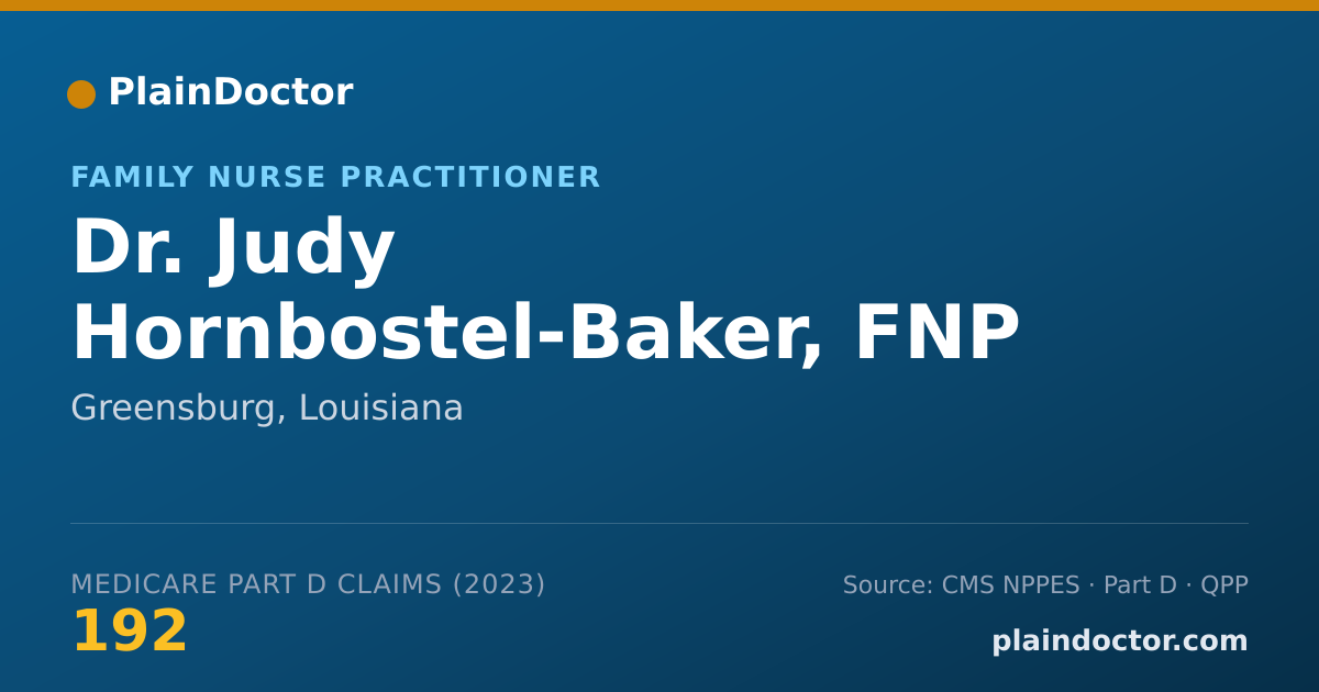 Shareable card for Judy Hornbostel-Baker, FNP - Family Nurse Practitioner, Greensburg, LA