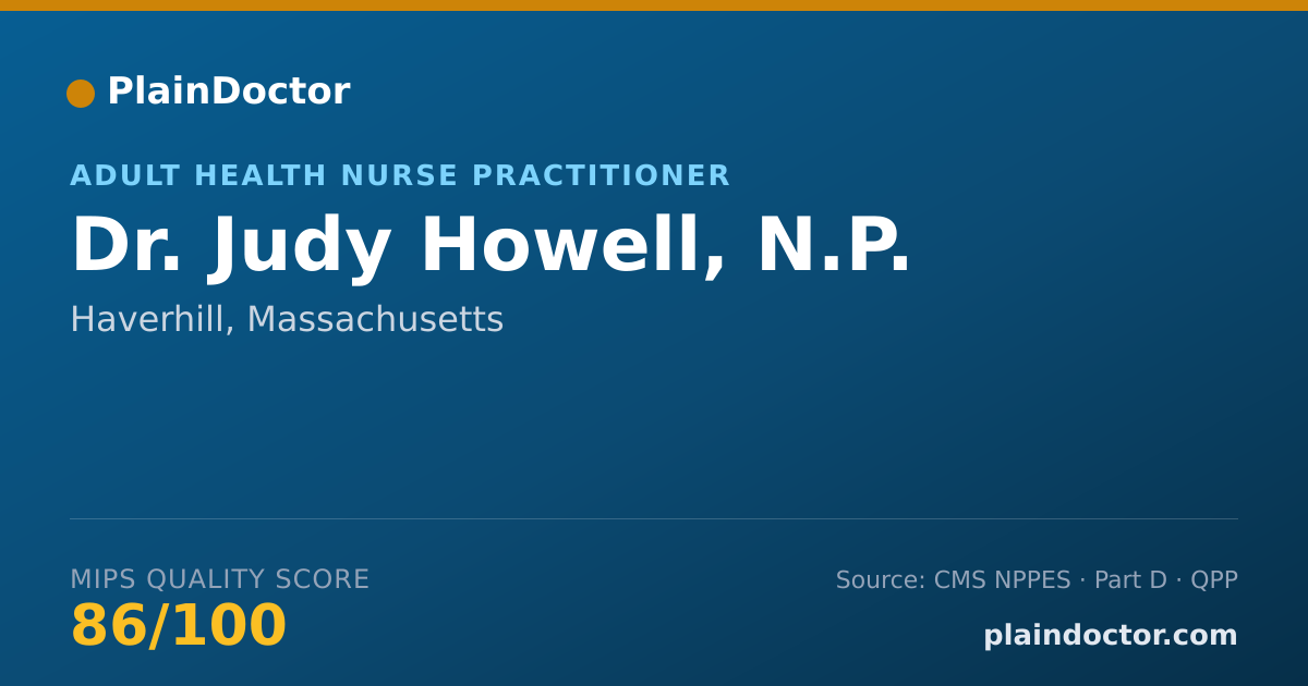 Shareable card for Judy Howell, N.P. - Adult Health Nurse Practitioner, Haverhill, MA