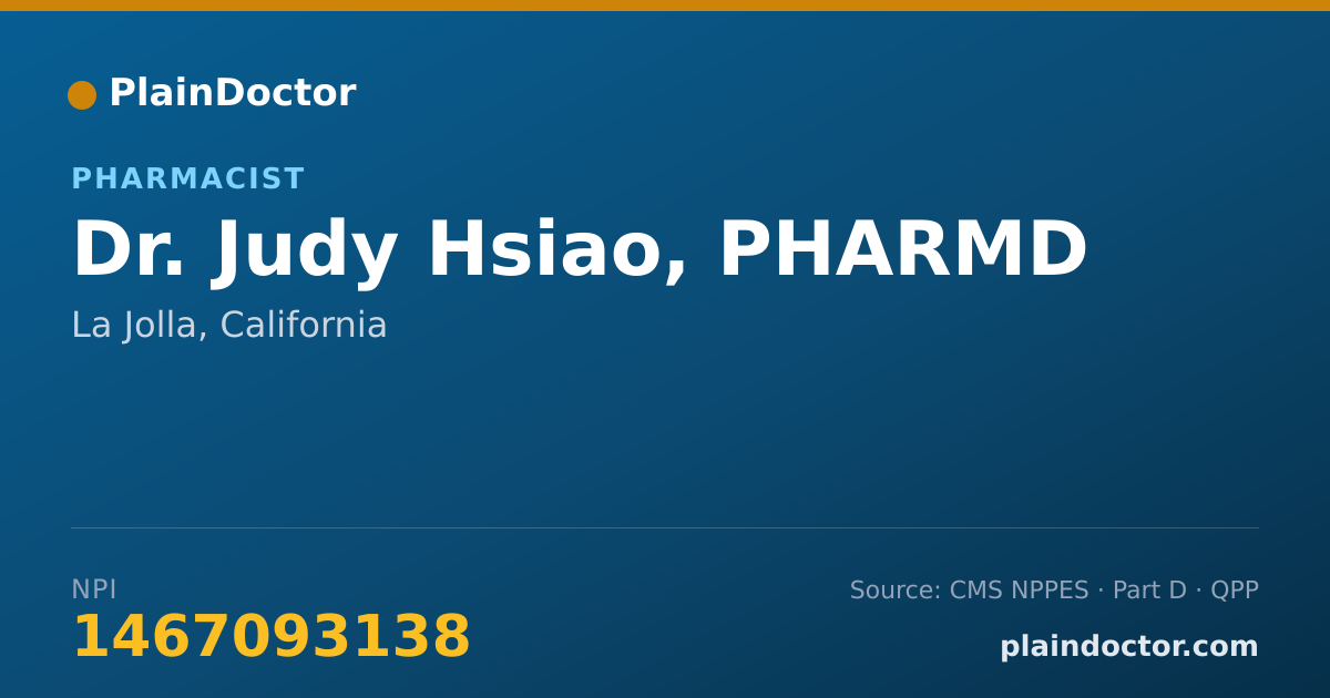 Shareable card for Judy Hsiao, PHARMD - Pharmacist, La Jolla, CA