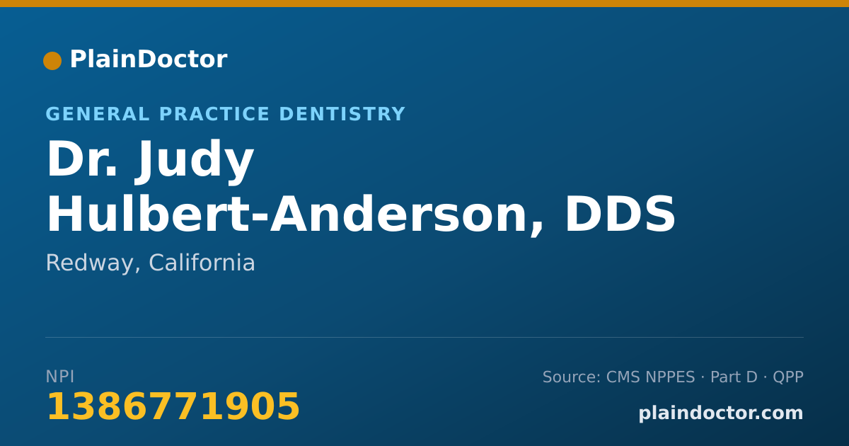 Shareable card for Judy Hulbert-Anderson, DDS - General Practice Dentistry, Redway, CA