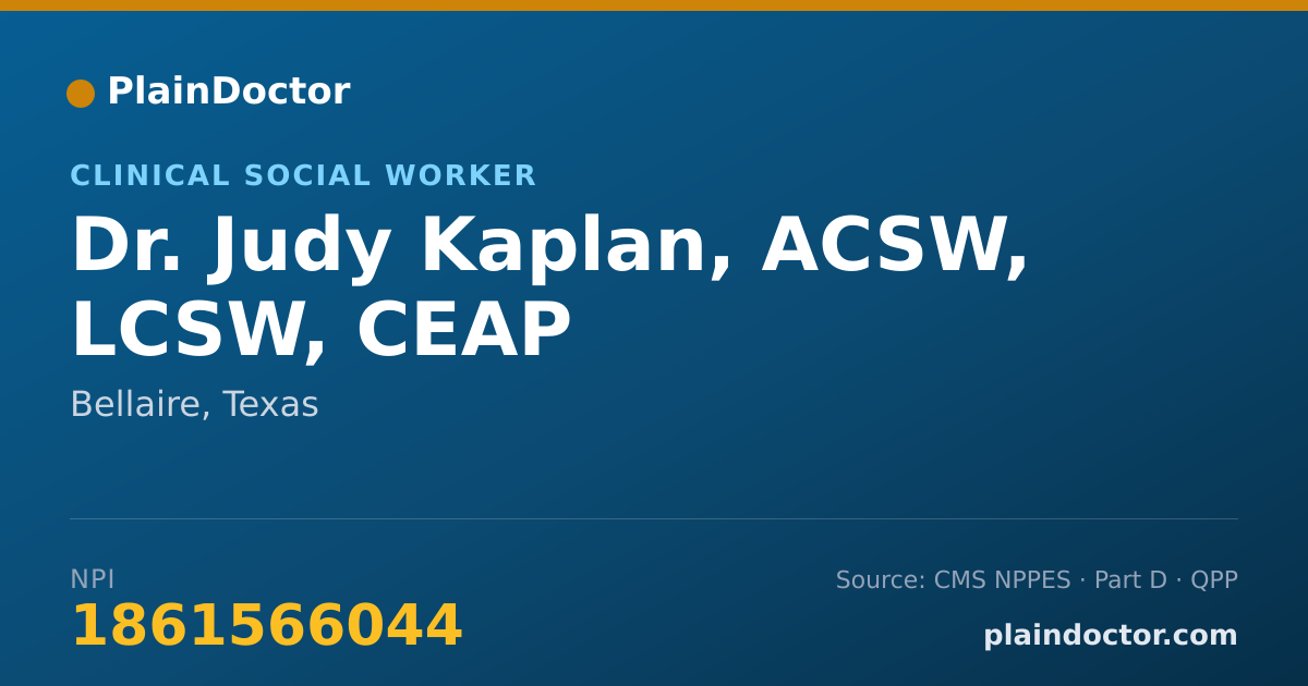 Shareable card for Judy Kaplan, ACSW, LCSW, CEAP - Clinical Social Worker, Bellaire, TX