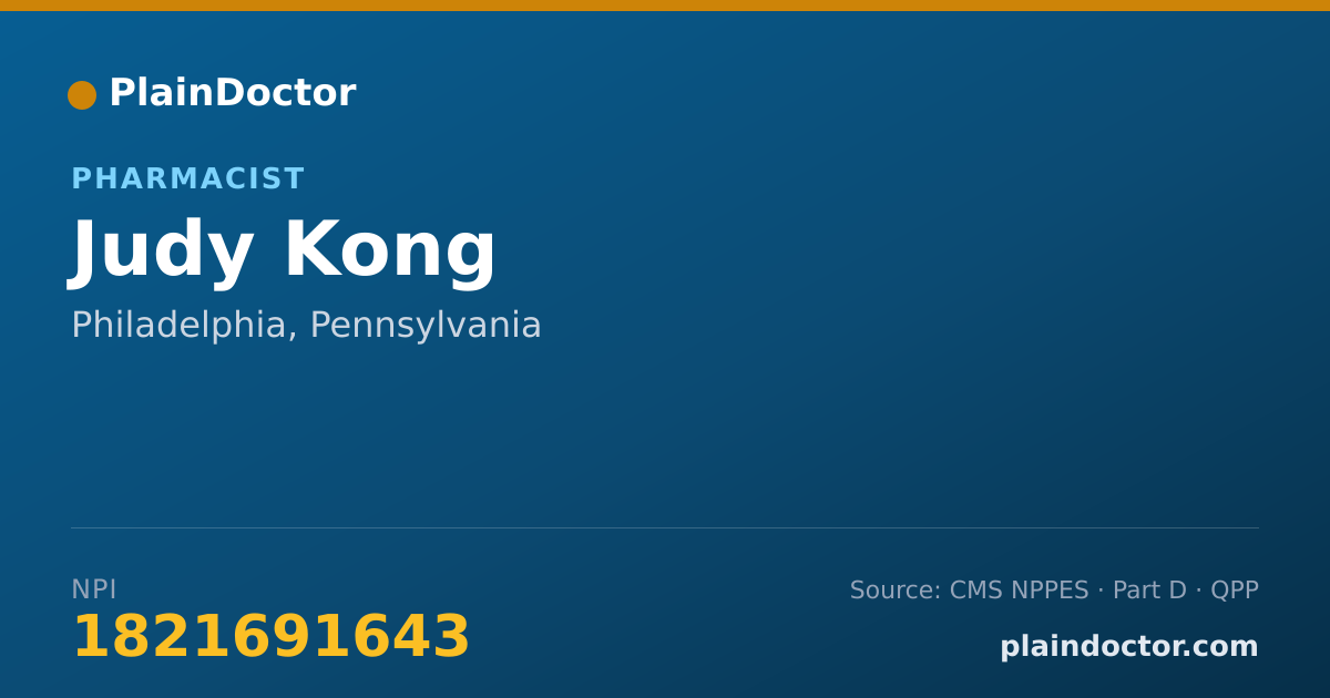 Shareable card for Judy Kong - Pharmacist, Philadelphia, PA