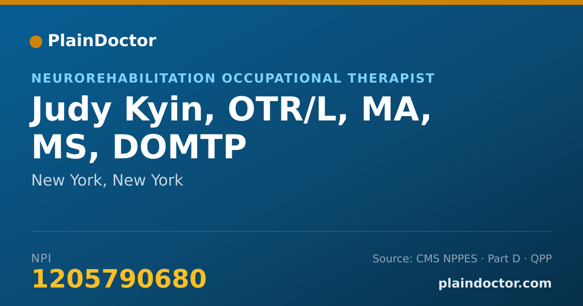 Shareable card for Judy Kyin, OTR/L, MA, MS, DOMTP - Neurorehabilitation Occupational Therapist, New York, NY