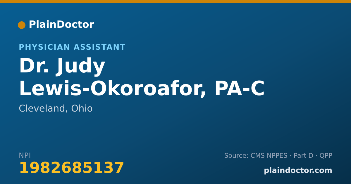 Shareable card for Judy Lewis-Okoroafor, PA-C - Physician Assistant, Cleveland, OH