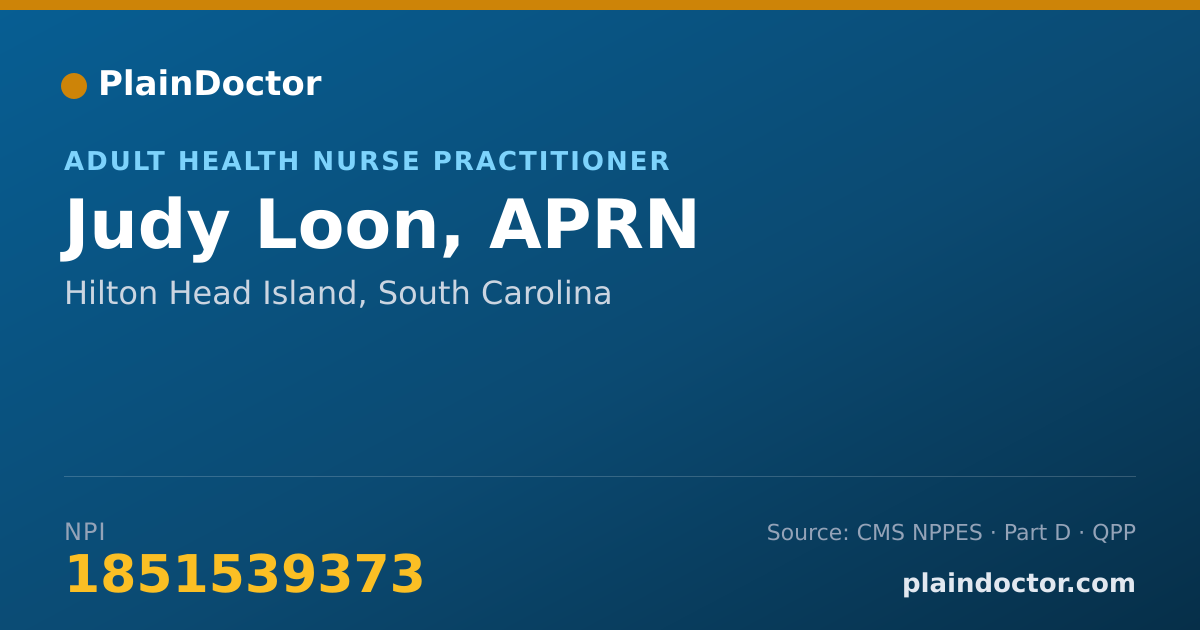 Shareable card for Judy Loon, APRN - Adult Health Nurse Practitioner, Hilton Head Island, SC