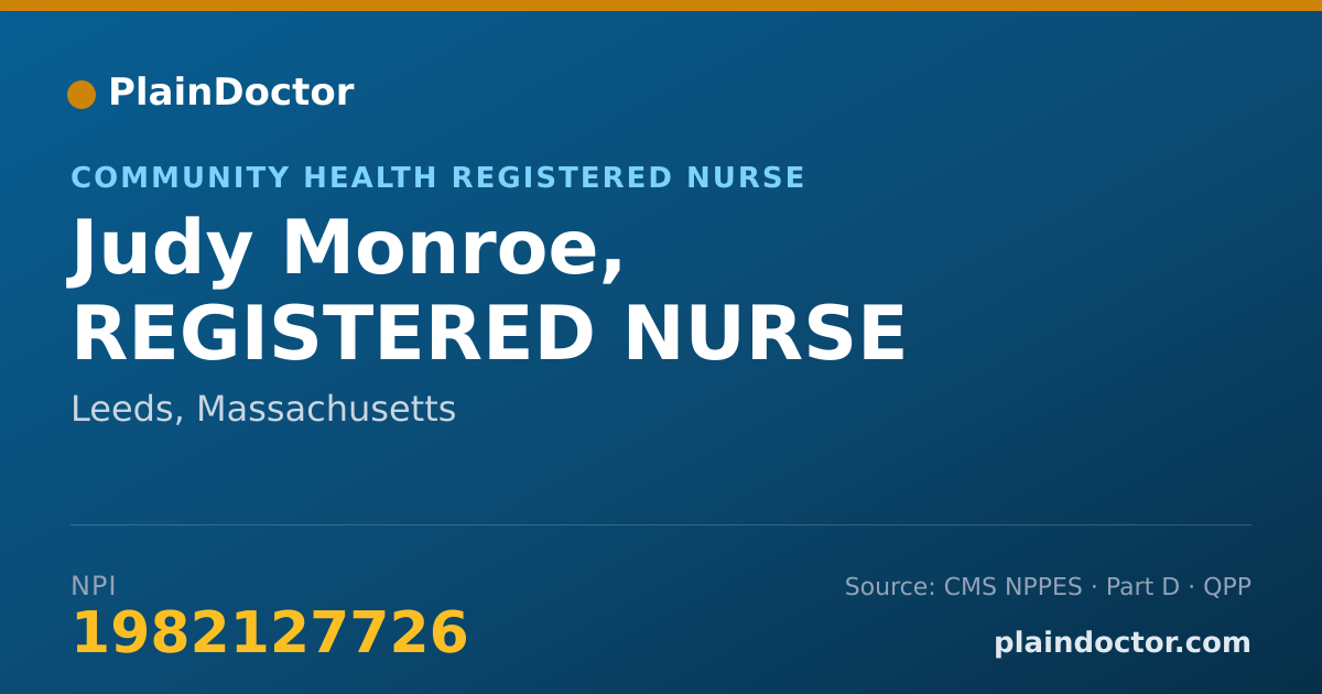 Shareable card for Judy Monroe, REGISTERED NURSE - Community Health Registered Nurse, Leeds, MA