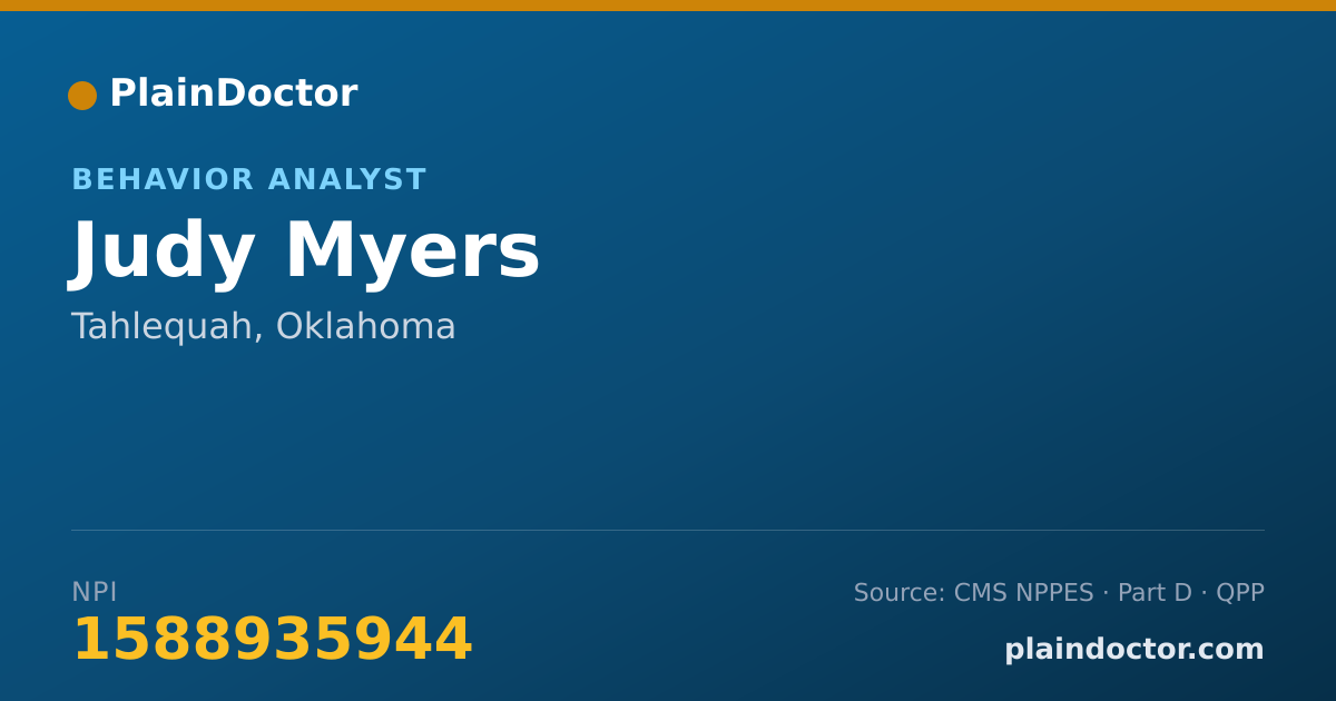 Shareable card for Judy Myers - Behavior Analyst, Tahlequah, OK