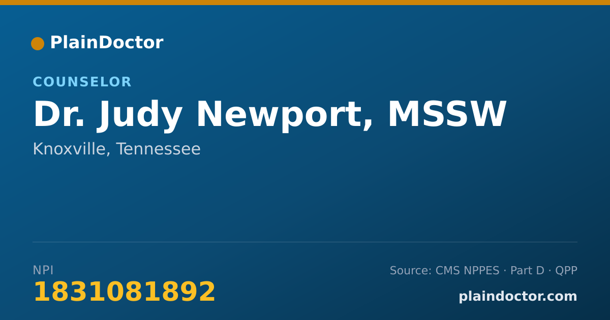 Shareable card for Judy Newport, MSSW - Counselor, Knoxville, TN