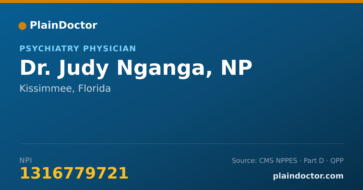 Shareable card for Judy Nganga, NP - Psychiatry Physician, Kissimmee, FL