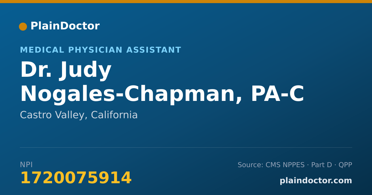 Shareable card for Judy Nogales-Chapman, PA-C - Medical Physician Assistant, Castro Valley, CA