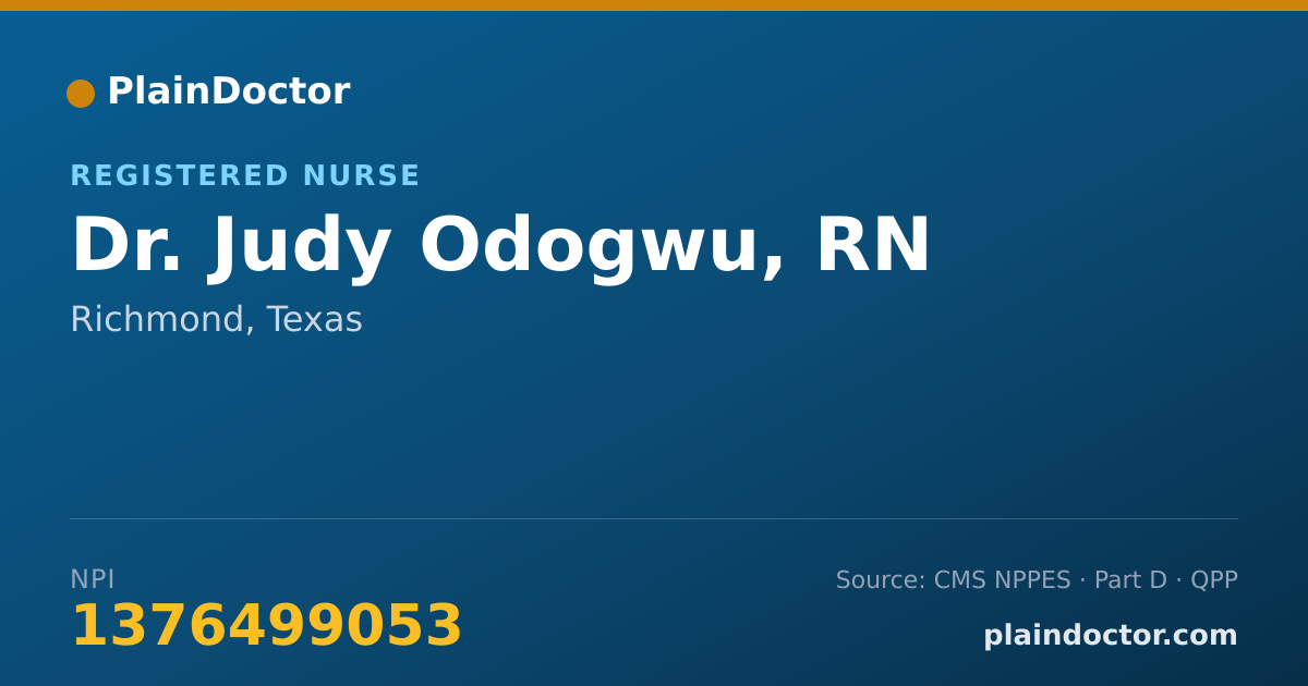 Shareable card for Judy Odogwu, RN - Registered Nurse, Richmond, TX