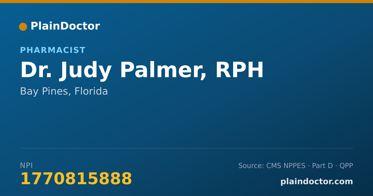 Shareable card for Judy Palmer, RPH - Pharmacist, Bay Pines, FL