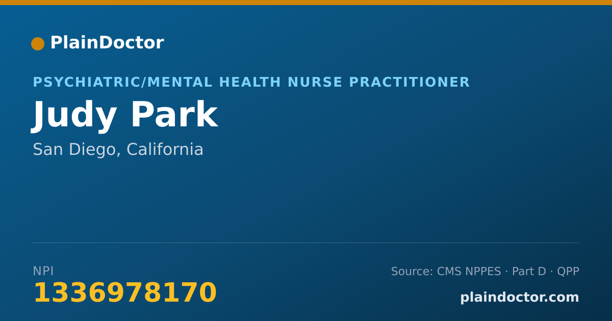 Shareable card for Judy Park - Psychiatric/Mental Health Nurse Practitioner, San Diego, CA